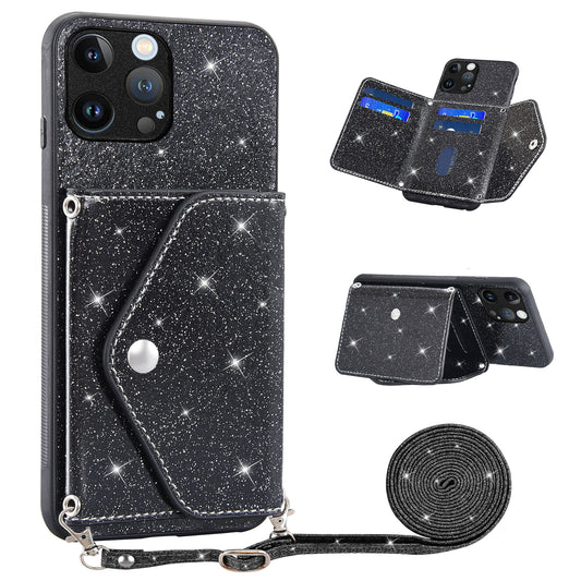 Triangle Card Holder Case for iPhone 13 Pro 6.1 inch Anti-fall Kickstand PU Leather+TPU Phone Cover