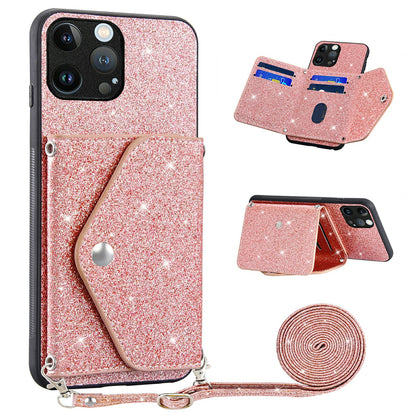 Triangle Card Holder Case for iPhone 13 Pro 6.1 inch Anti-fall Kickstand PU Leather+TPU Phone Cover