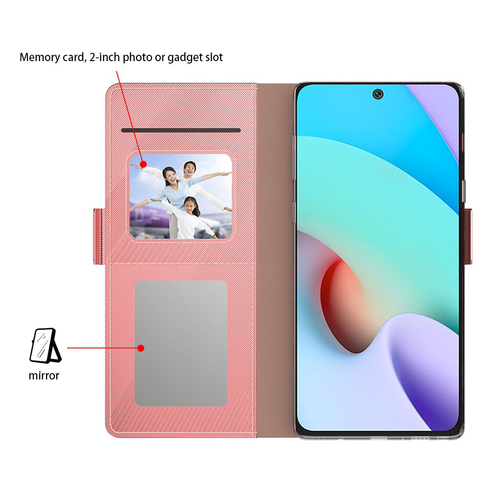 For Xiaomi Redmi Note 12 5G (India) / (China) / (Global) / Poco X5 5G Mirror Phone Case Card Holder Leather Stand Phone Cover