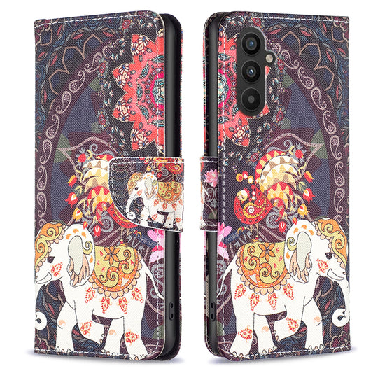 BINFEN COLOR For Samsung Galaxy A24 4G Phone Wallet Case PU Leather Pattern Printing Stand Cover
