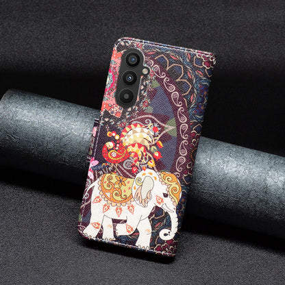 BINFEN COLOR For Samsung Galaxy A24 4G Phone Wallet Case PU Leather Pattern Printing Stand Cover