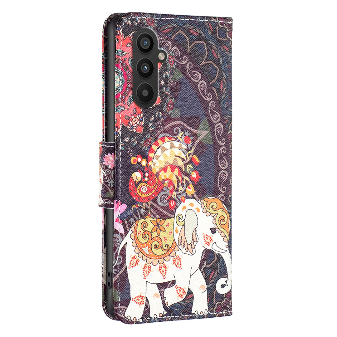 BINFEN COLOR For Samsung Galaxy A24 4G Phone Wallet Case PU Leather Pattern Printing Stand Cover