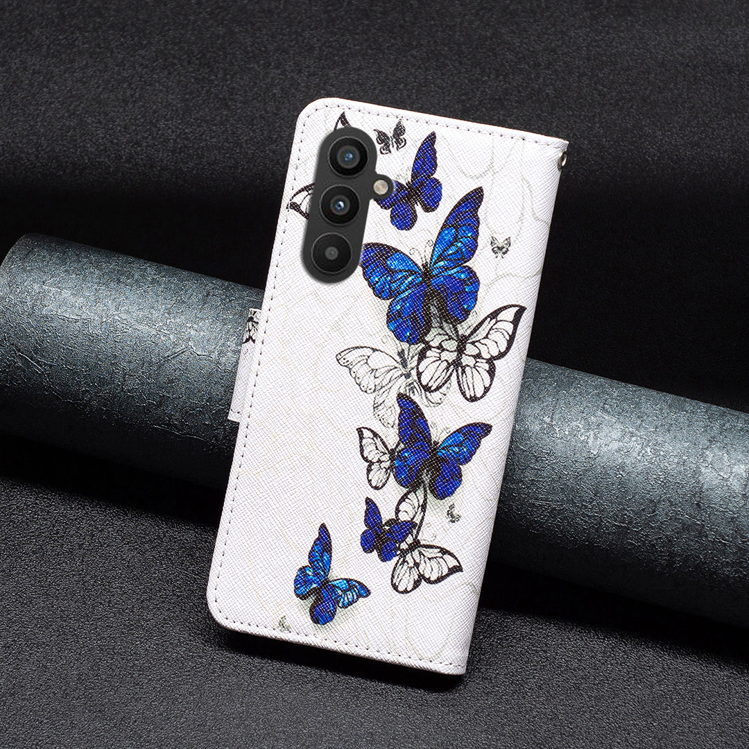 BINFEN COLOR For Samsung Galaxy A24 4G Phone Wallet Case PU Leather Pattern Printing Stand Cover