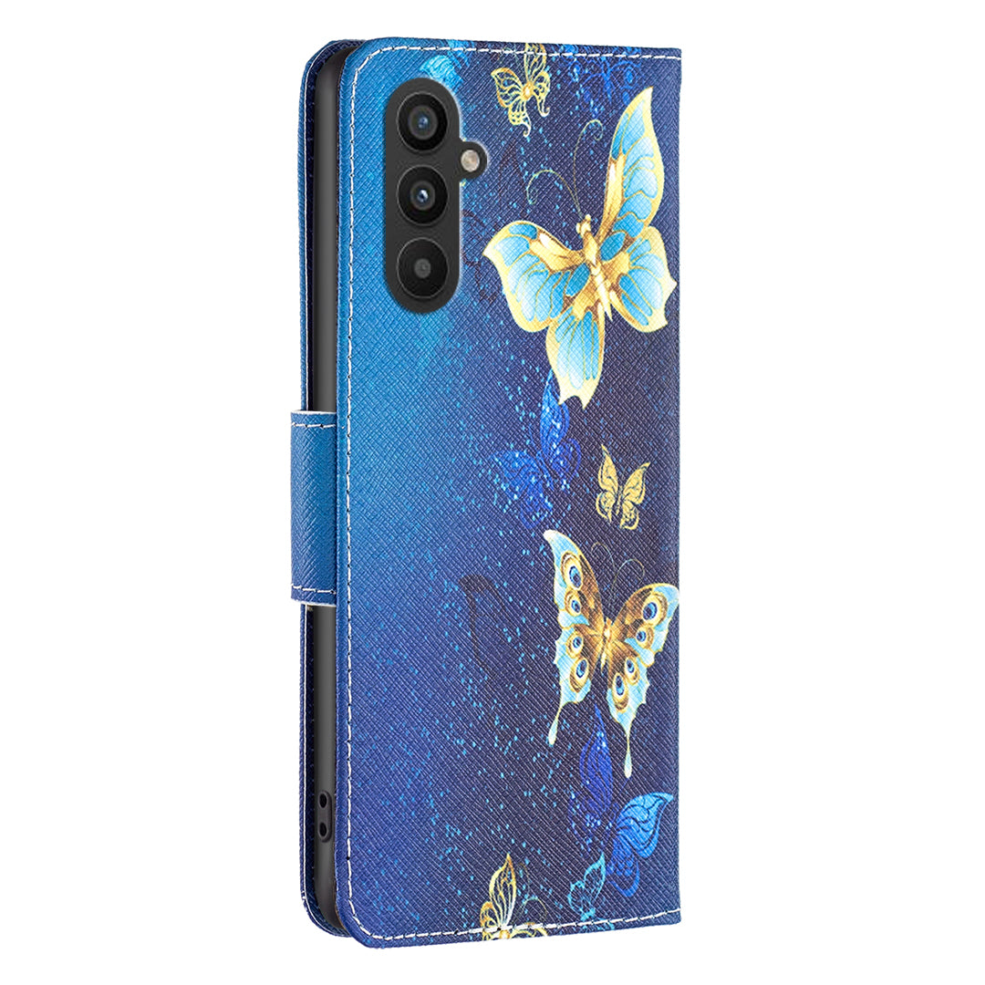 BINFEN COLOR For Samsung Galaxy A24 4G Phone Wallet Case PU Leather Pattern Printing Stand Cover