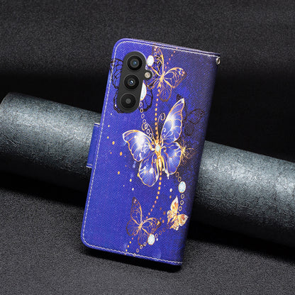 BINFEN COLOR For Samsung Galaxy A24 4G Phone Wallet Case PU Leather Pattern Printing Stand Cover