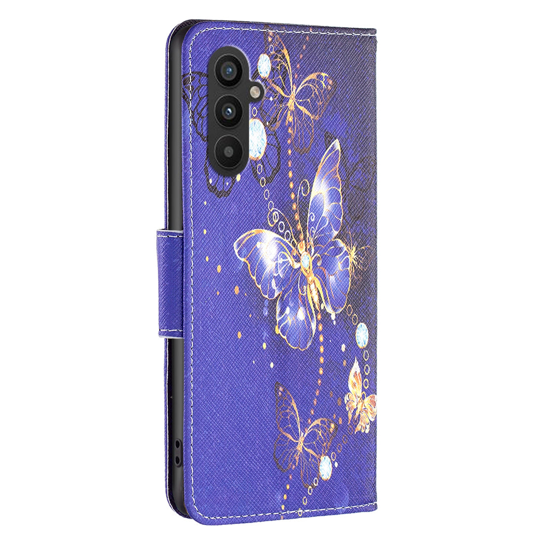BINFEN COLOR For Samsung Galaxy A24 4G Phone Wallet Case PU Leather Pattern Printing Stand Cover