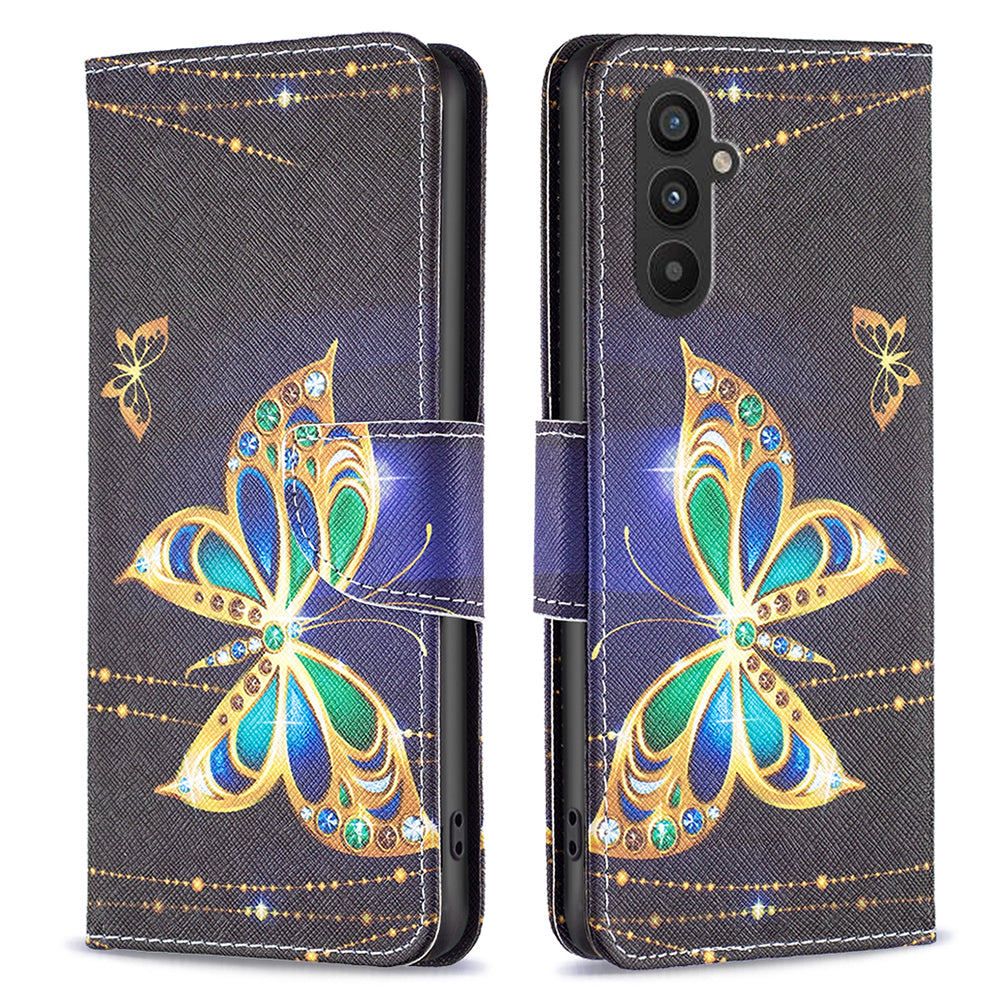 BINFEN COLOR For Samsung Galaxy A24 4G Phone Wallet Case PU Leather Pattern Printing Stand Cover