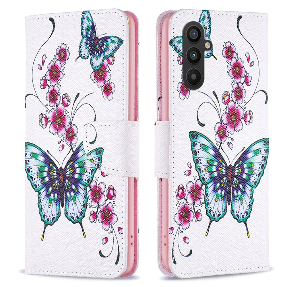 BINFEN COLOR For Samsung Galaxy A24 4G Phone Wallet Case PU Leather Pattern Printing Stand Cover