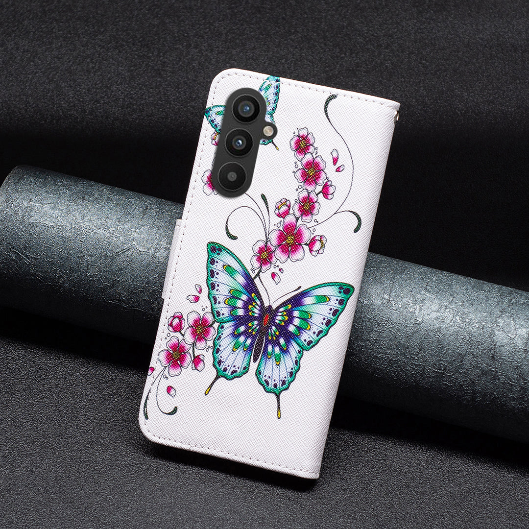 BINFEN COLOR For Samsung Galaxy A24 4G Phone Wallet Case PU Leather Pattern Printing Stand Cover