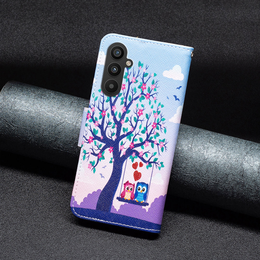 BINFEN COLOR For Samsung Galaxy A24 4G Phone Wallet Case PU Leather Pattern Printing Stand Cover