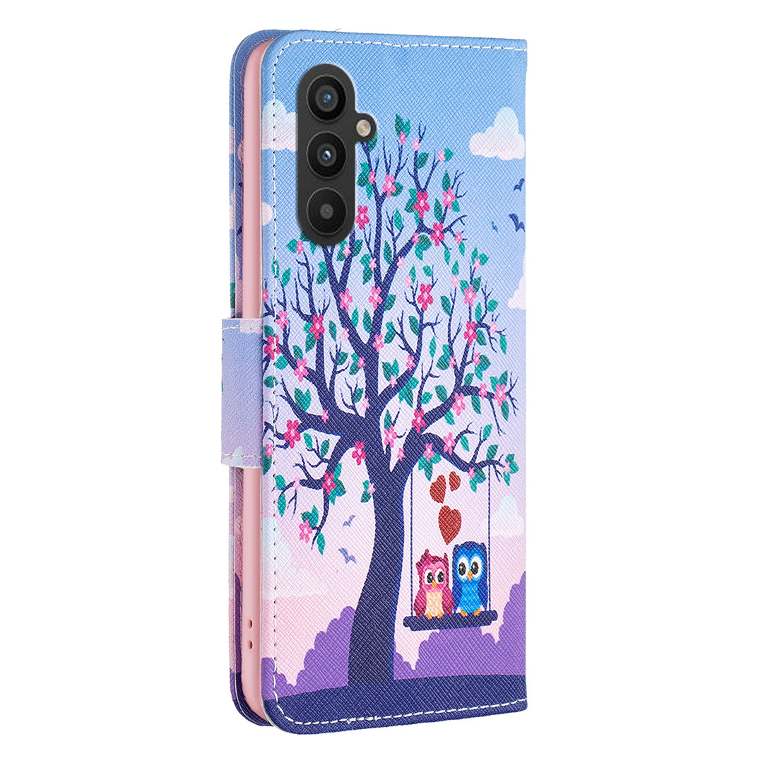 BINFEN COLOR For Samsung Galaxy A24 4G Phone Wallet Case PU Leather Pattern Printing Stand Cover