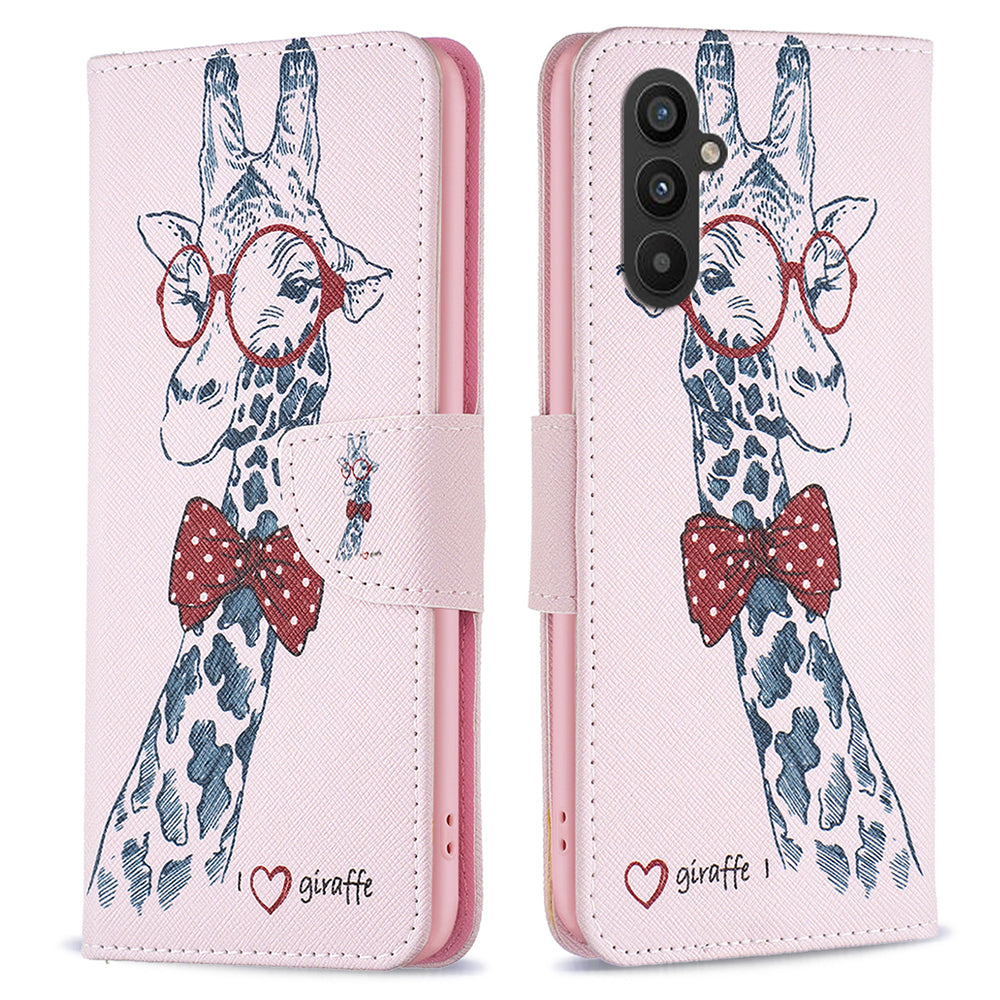 For Samsung Galaxy A24 4G Pattern Printing Anti-drop Phone Case PU Leather Wallet Stand Cover