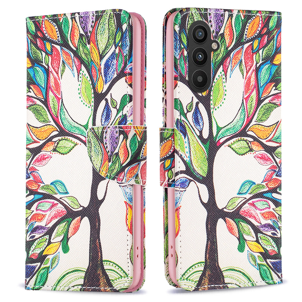 For Samsung Galaxy A24 4G Pattern Printing Anti-drop Phone Case PU Leather Wallet Stand Cover