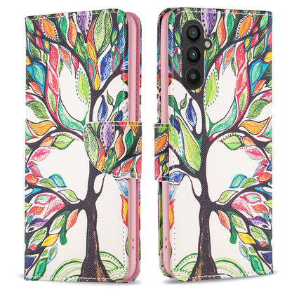 For Samsung Galaxy A24 4G Pattern Printing Anti-drop Phone Case PU Leather Wallet Stand Cover