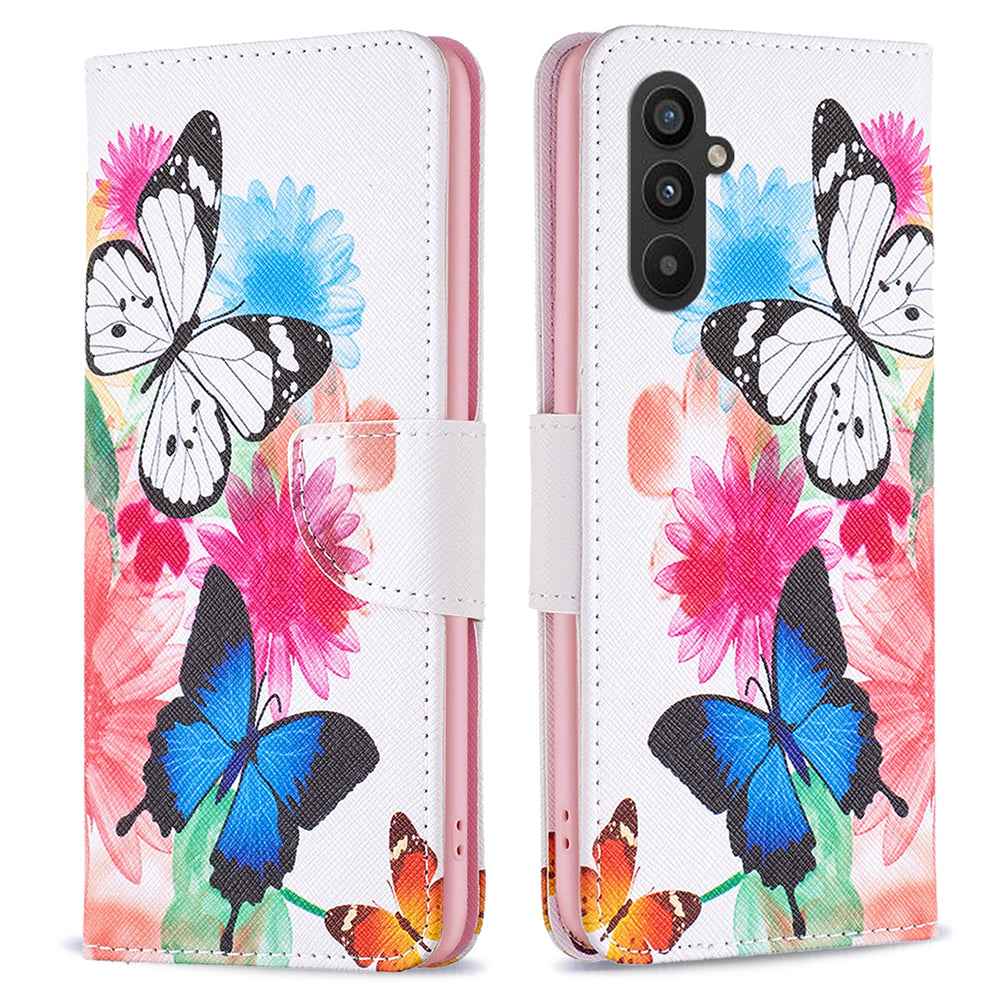 For Samsung Galaxy A24 4G Pattern Printing Anti-drop Phone Case PU Leather Wallet Stand Cover