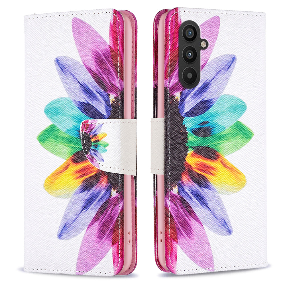 For Samsung Galaxy A24 4G Pattern Printing Anti-drop Phone Case PU Leather Wallet Stand Cover