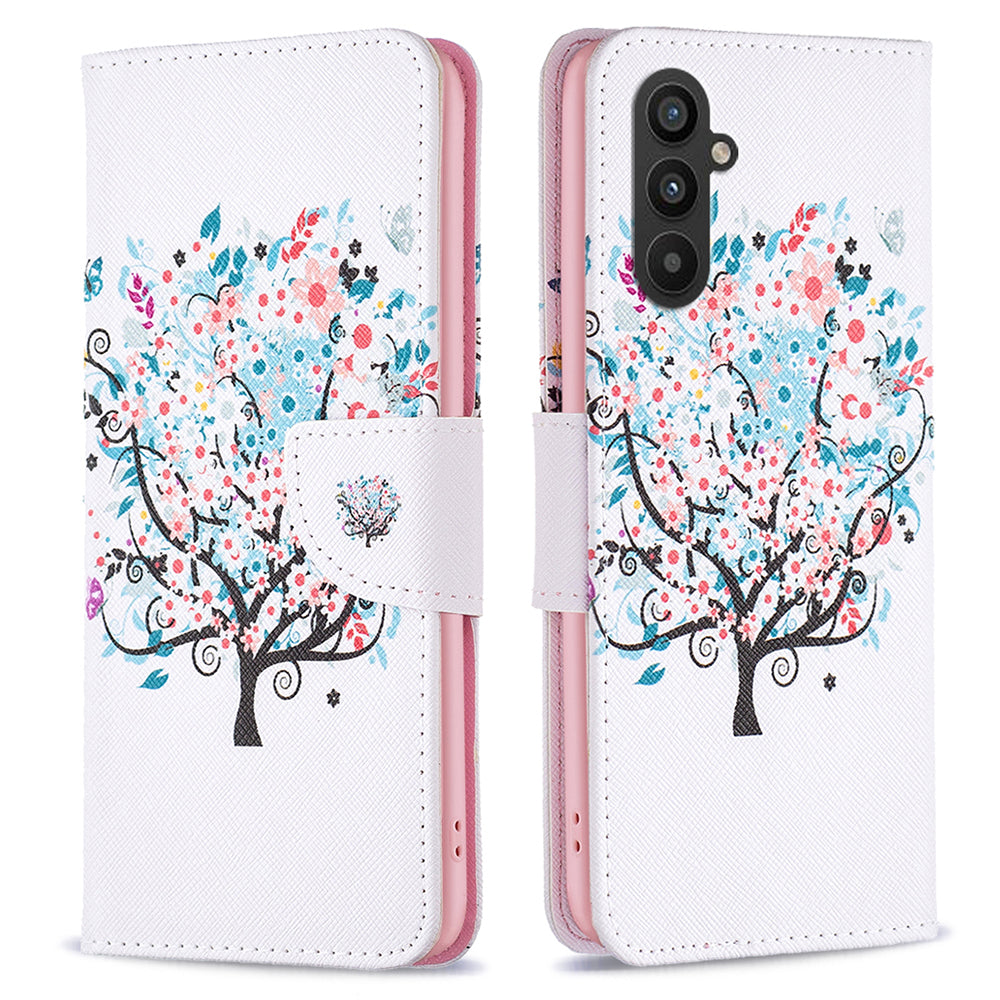 For Samsung Galaxy A24 4G Pattern Printing Anti-drop Phone Case PU Leather Wallet Stand Cover