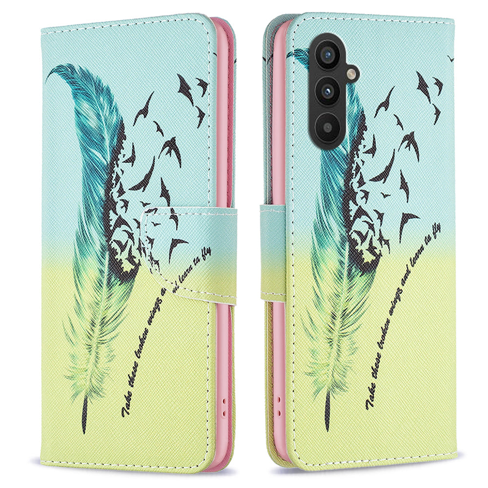 For Samsung Galaxy A24 4G Pattern Printing Anti-drop Phone Case PU Leather Wallet Stand Cover