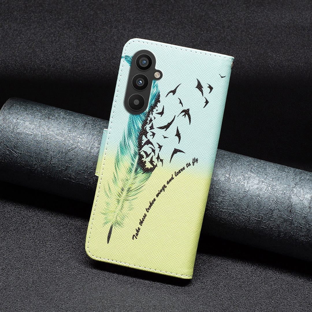 For Samsung Galaxy A24 4G Pattern Printing Anti-drop Phone Case PU Leather Wallet Stand Cover