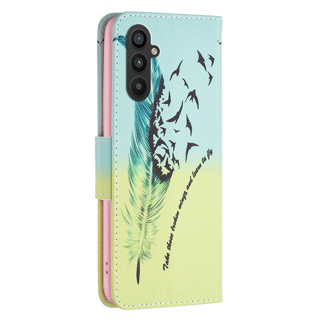 For Samsung Galaxy A24 4G Pattern Printing Anti-drop Phone Case PU Leather Wallet Stand Cover