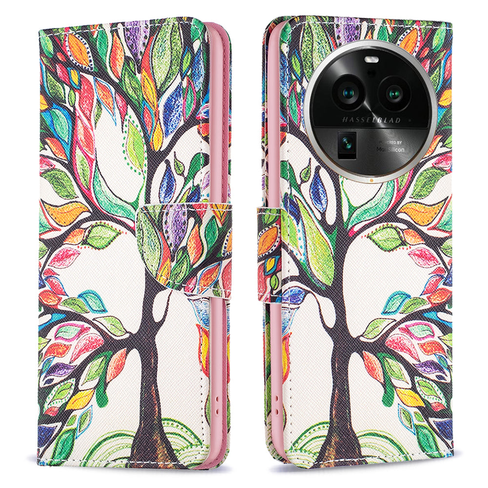 For Oppo Find X6 Pro 5G Pattern Printing PU Leather Wallet Cover Shockproof Stand Phone Case