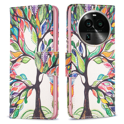 For Oppo Find X6 Pro 5G Pattern Printing PU Leather Wallet Cover Shockproof Stand Phone Case