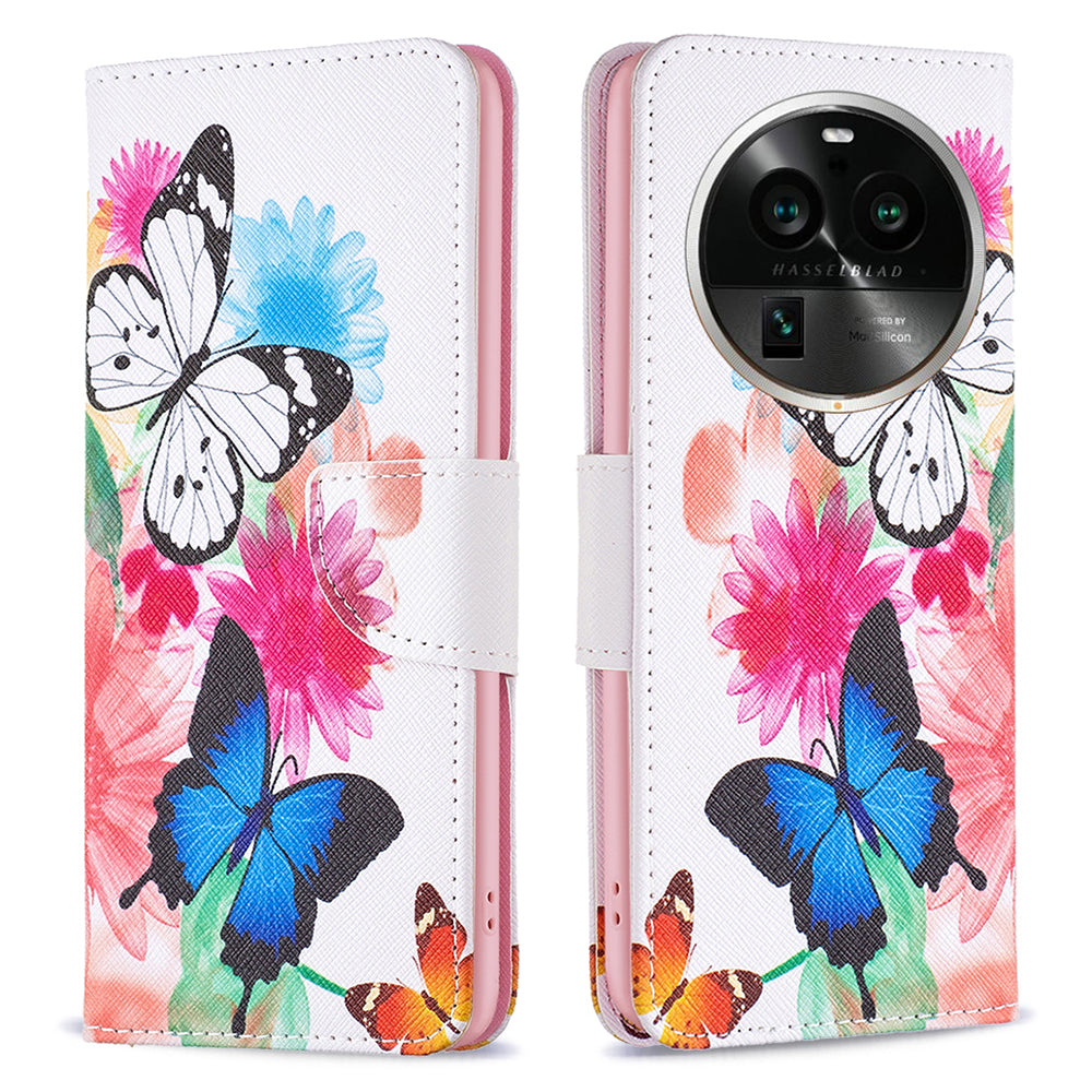 For Oppo Find X6 Pro 5G Pattern Printing PU Leather Wallet Cover Shockproof Stand Phone Case