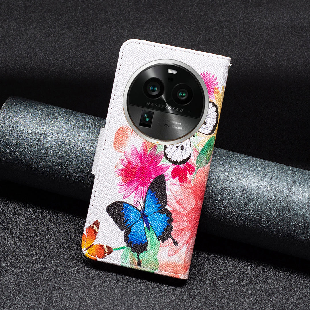 For Oppo Find X6 Pro 5G Pattern Printing PU Leather Wallet Cover Shockproof Stand Phone Case
