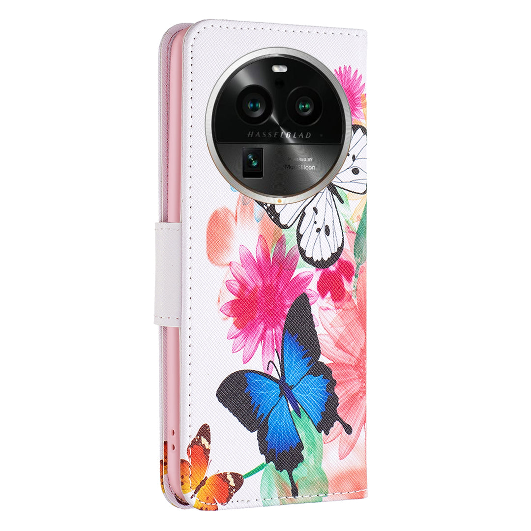 For Oppo Find X6 Pro 5G Pattern Printing PU Leather Wallet Cover Shockproof Stand Phone Case