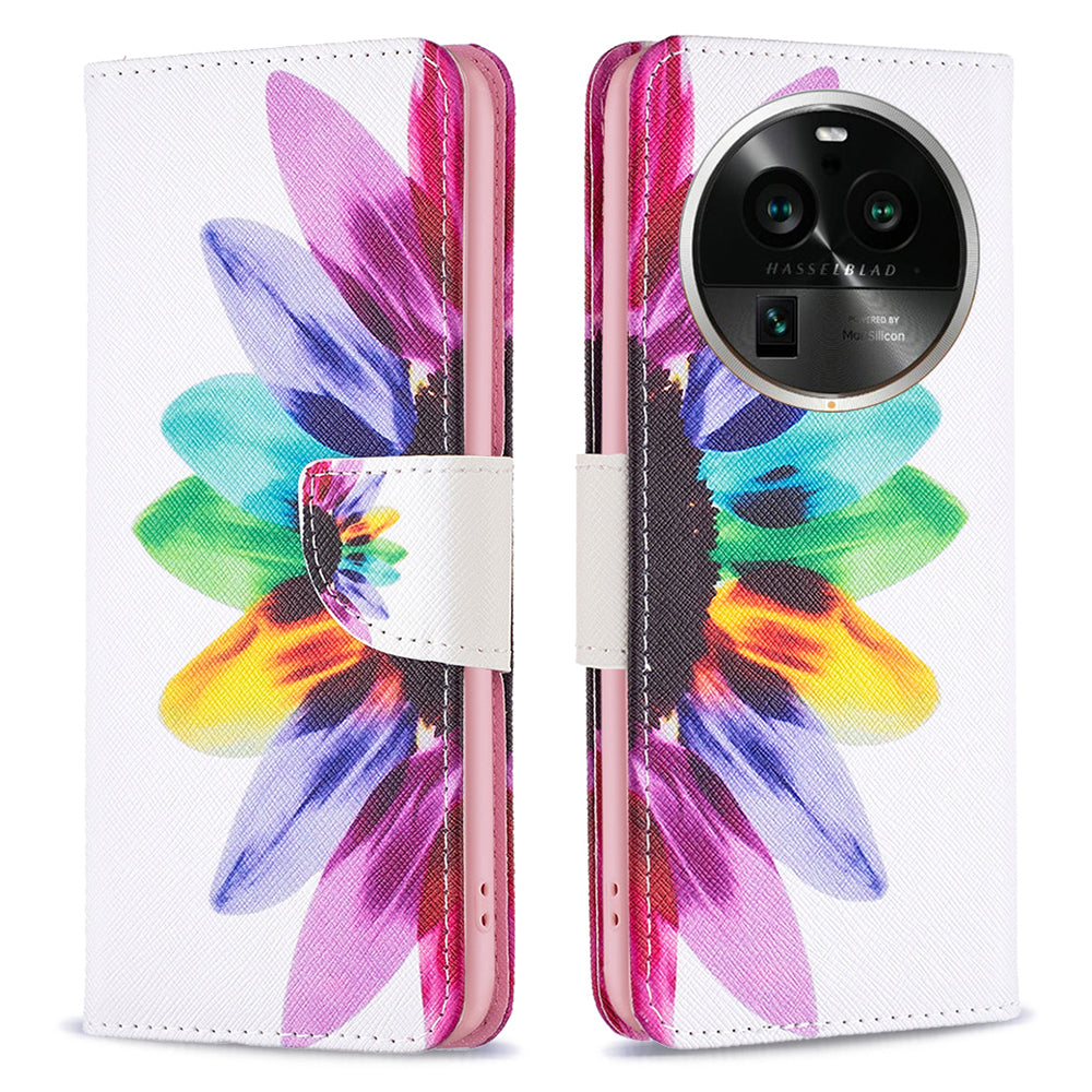 For Oppo Find X6 Pro 5G Pattern Printing PU Leather Wallet Cover Shockproof Stand Phone Case