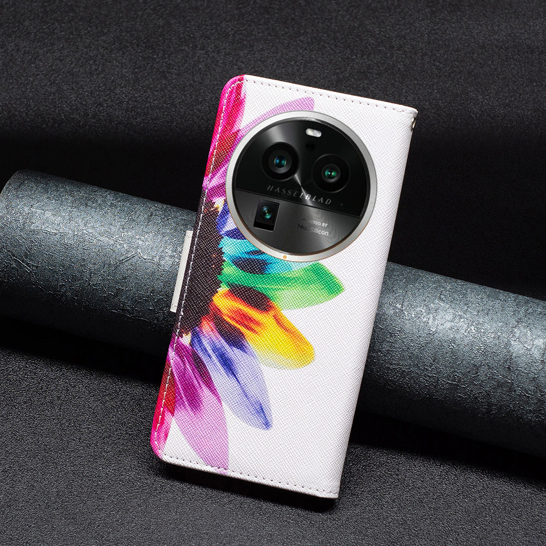 For Oppo Find X6 Pro 5G Pattern Printing PU Leather Wallet Cover Shockproof Stand Phone Case