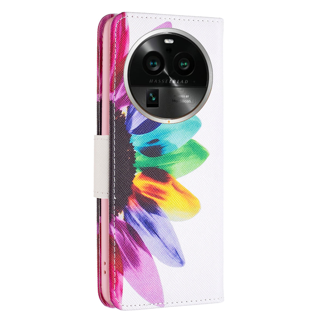 For Oppo Find X6 Pro 5G Pattern Printing PU Leather Wallet Cover Shockproof Stand Phone Case