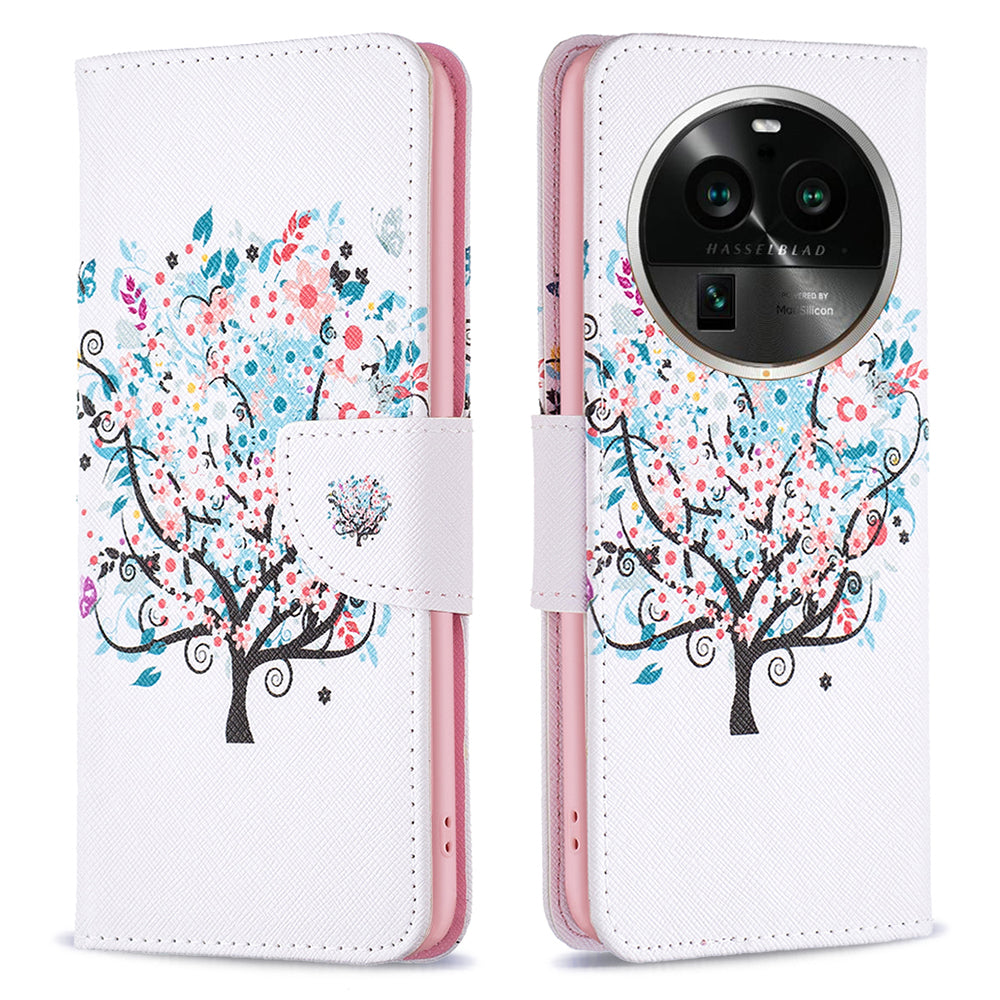 For Oppo Find X6 Pro 5G Pattern Printing PU Leather Wallet Cover Shockproof Stand Phone Case