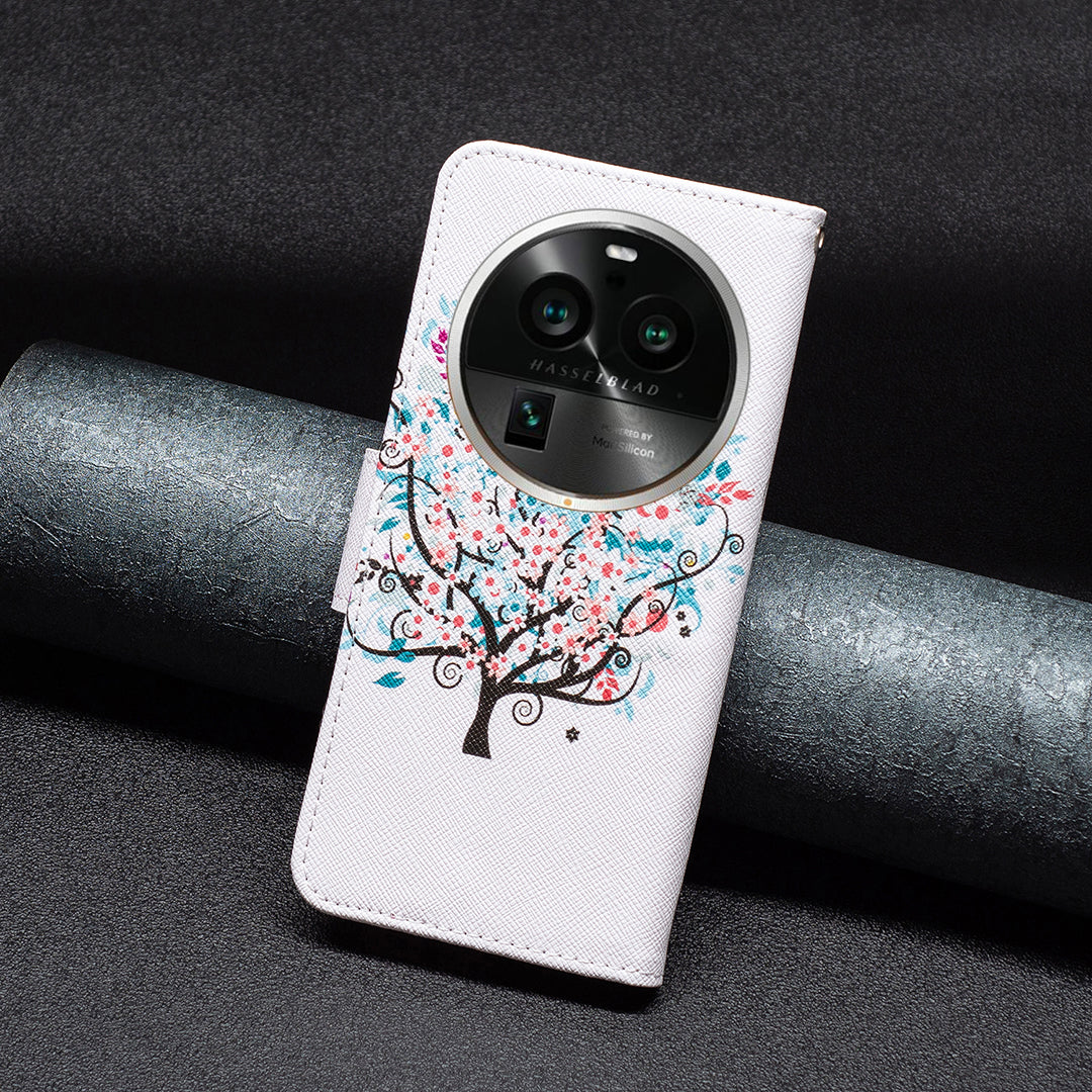 For Oppo Find X6 Pro 5G Pattern Printing PU Leather Wallet Cover Shockproof Stand Phone Case