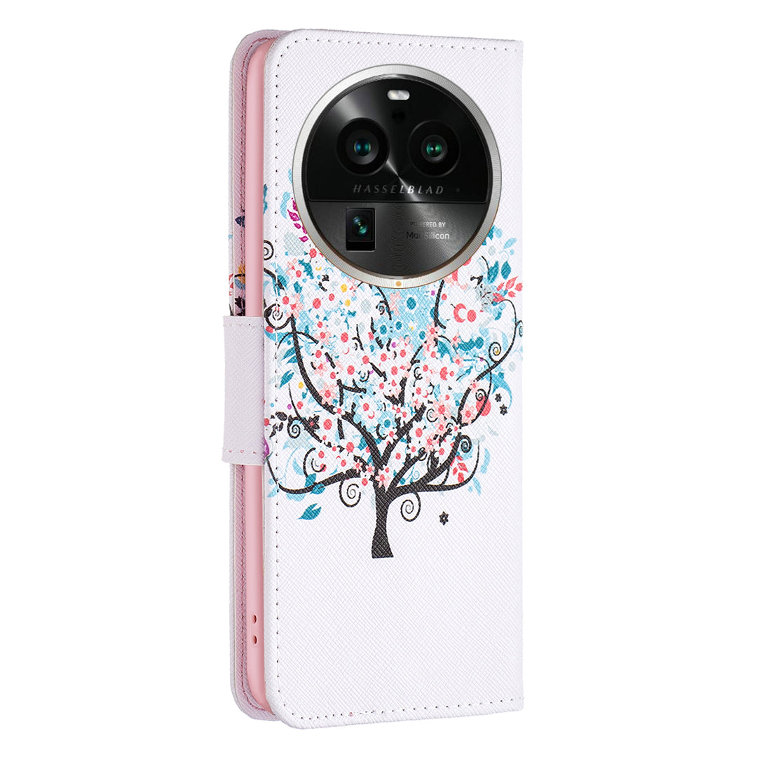 For Oppo Find X6 Pro 5G Pattern Printing PU Leather Wallet Cover Shockproof Stand Phone Case