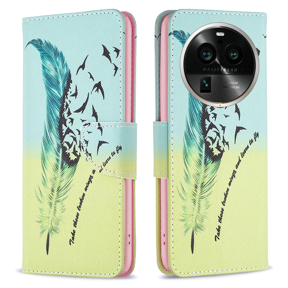 For Oppo Find X6 Pro 5G Pattern Printing PU Leather Wallet Cover Shockproof Stand Phone Case
