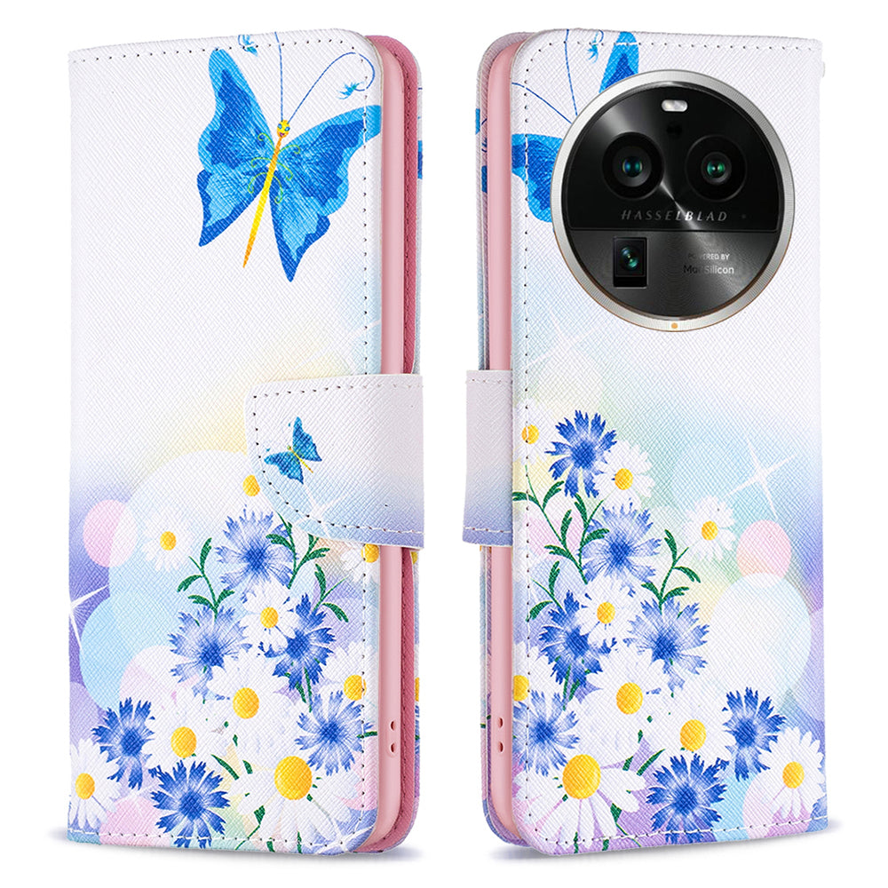For Oppo Find X6 Pro 5G Pattern Printing PU Leather Wallet Cover Shockproof Stand Phone Case