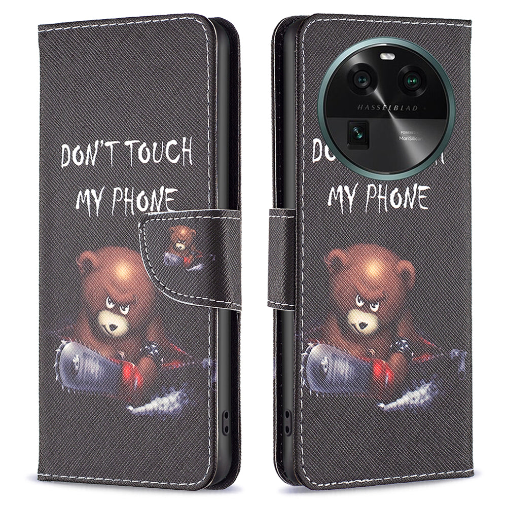 For Oppo Find X6 5G Pattern Printing Full Protection Phone Case PU Leather Wallet Flip Stand Shell