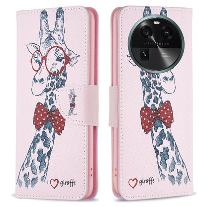 For Oppo Find X6 5G Pattern Printing Full Protection Phone Case PU Leather Wallet Flip Stand Shell