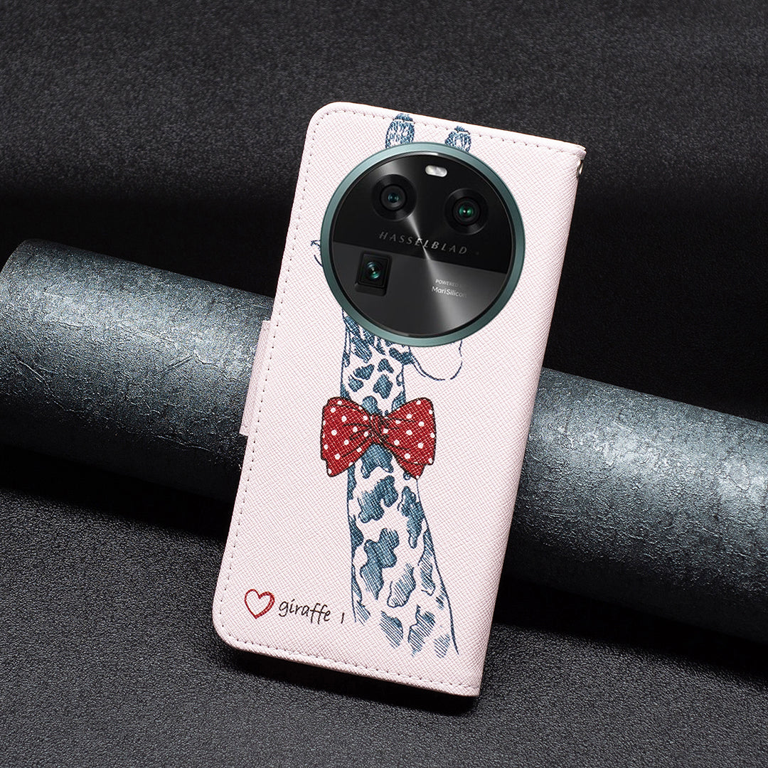 For Oppo Find X6 5G Pattern Printing Full Protection Phone Case PU Leather Wallet Flip Stand Shell