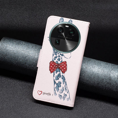 For Oppo Find X6 5G Pattern Printing Full Protection Phone Case PU Leather Wallet Flip Stand Shell