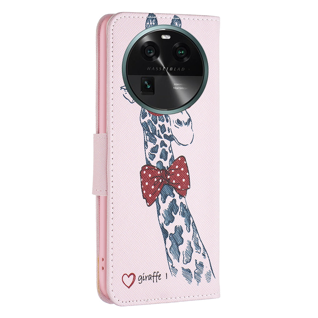 For Oppo Find X6 5G Pattern Printing Full Protection Phone Case PU Leather Wallet Flip Stand Shell