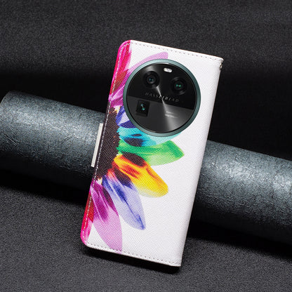 For Oppo Find X6 5G Pattern Printing Full Protection Phone Case PU Leather Wallet Flip Stand Shell