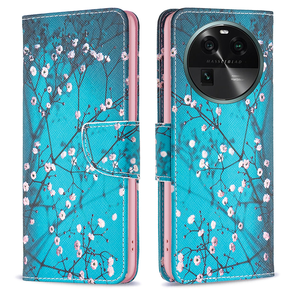 For Oppo Find X6 5G Pattern Printing Full Protection Phone Case PU Leather Wallet Flip Stand Shell