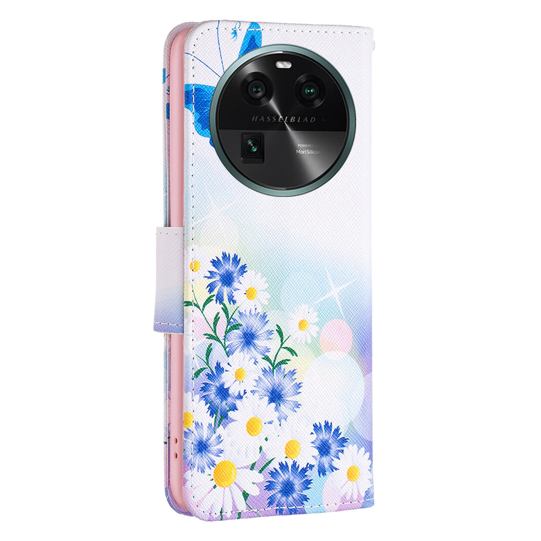 For Oppo Find X6 5G Pattern Printing Full Protection Phone Case PU Leather Wallet Flip Stand Shell