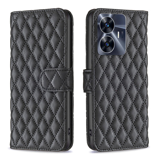 BINFEN COLOR BF Style-14 for Realme C55 Phone Stand Case Wallet PU Leather Phone Cover