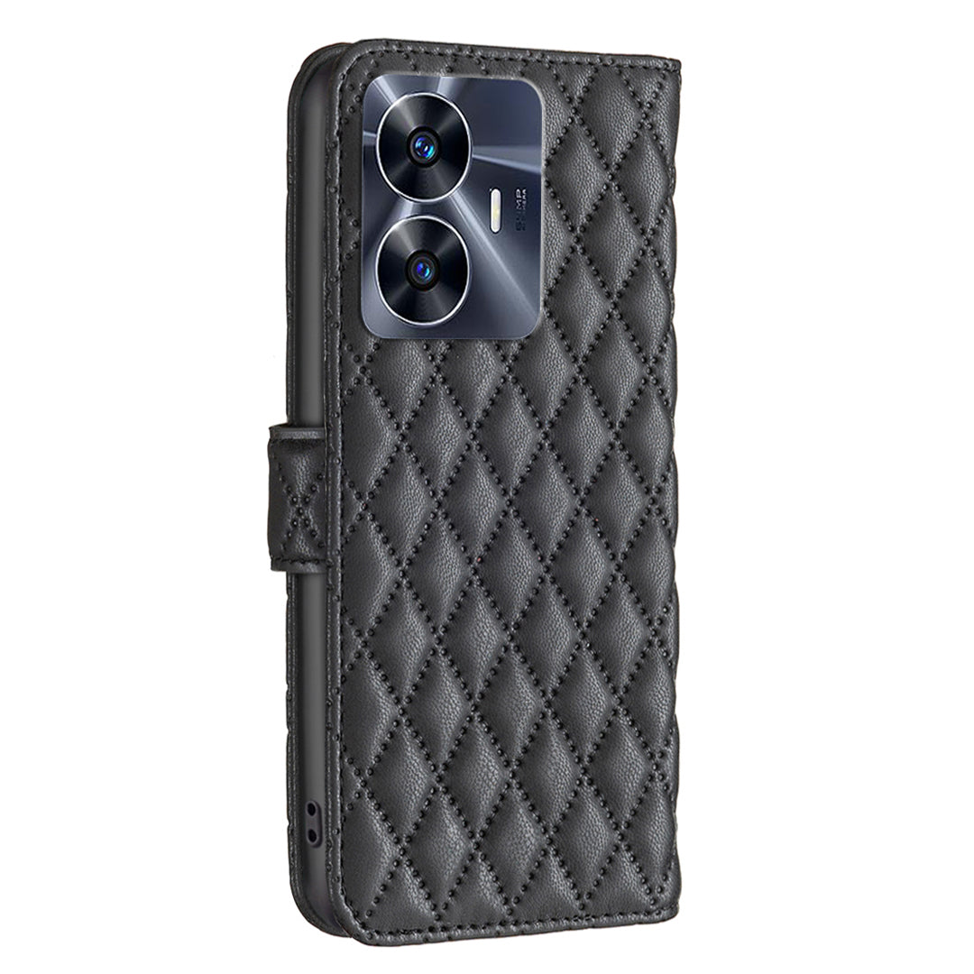 BINFEN COLOR BF Style-14 for Realme C55 Phone Stand Case Wallet PU Leather Phone Cover