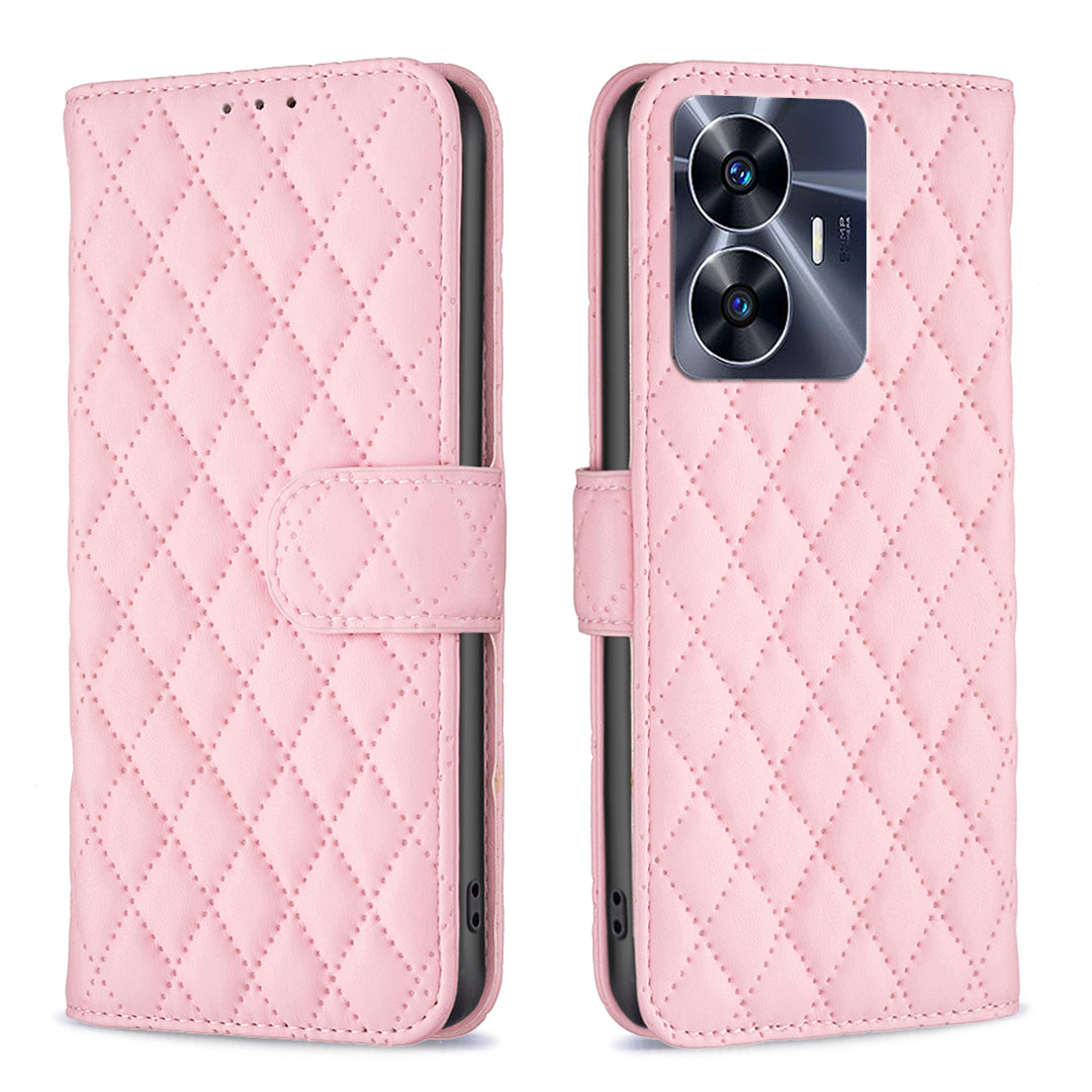 BINFEN COLOR BF Style-14 for Realme C55 Phone Stand Case Wallet PU Leather Phone Cover