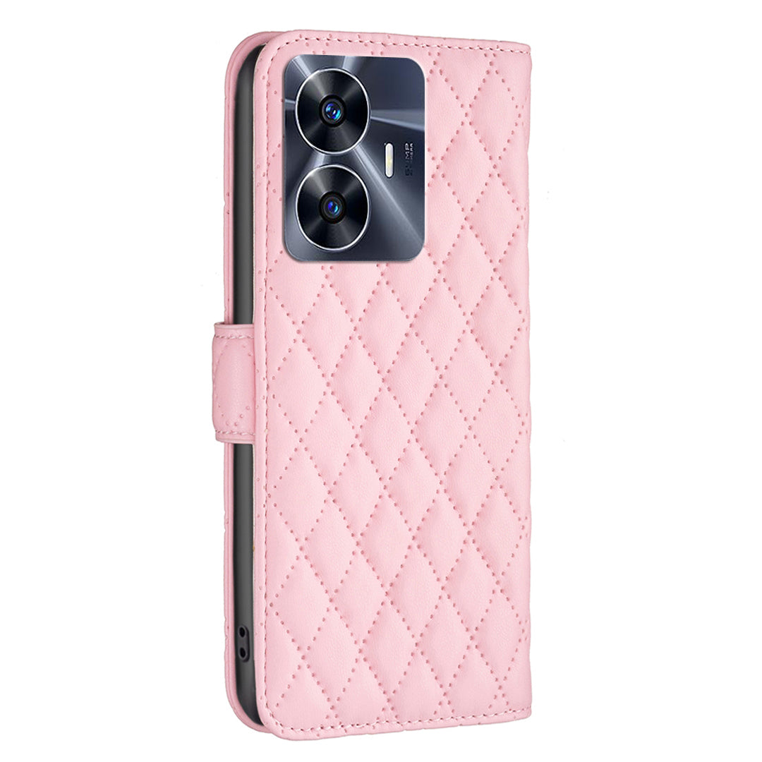 BINFEN COLOR BF Style-14 for Realme C55 Phone Stand Case Wallet PU Leather Phone Cover