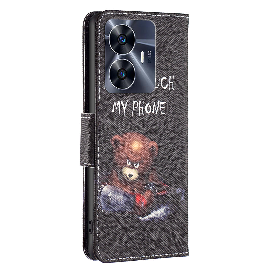For Realme C55 Pattern Printing Phone Case Full Protection PU Leather Wallet Shell with Stand
